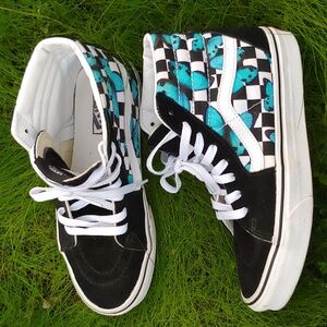 Vans Sk8-Hi "Butterfly Checkerboard" Shoes, Suede, Leather, and Canvas